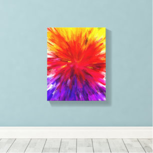 Vibrant Red, Yellow & Purple Abstract Colour Burst Canvas Print