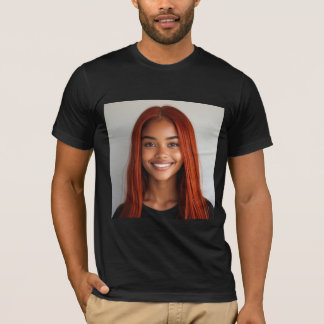 Vibrant Redhead Portrait Graphic Tee – Bold AI Art