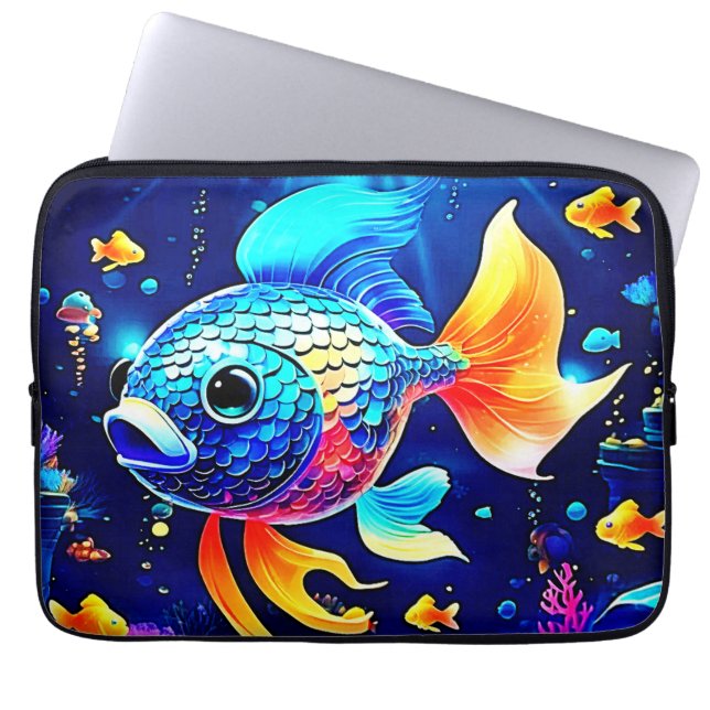 Vibrant Reef Fish Design Laptop Sleeve (Front)