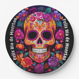  🌹Vibrant Remembrance: A Día de Muertos Tribute🌹 Paper Plate