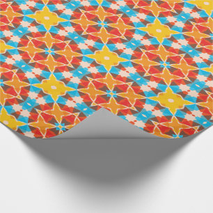 Vibrant Retro 3D Block Colours Kaleidoscope Patter Wrapping Paper