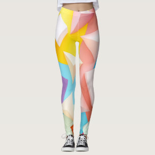 Vibrant Retro 3D Triangle Prism Pattern Multicolor Leggings