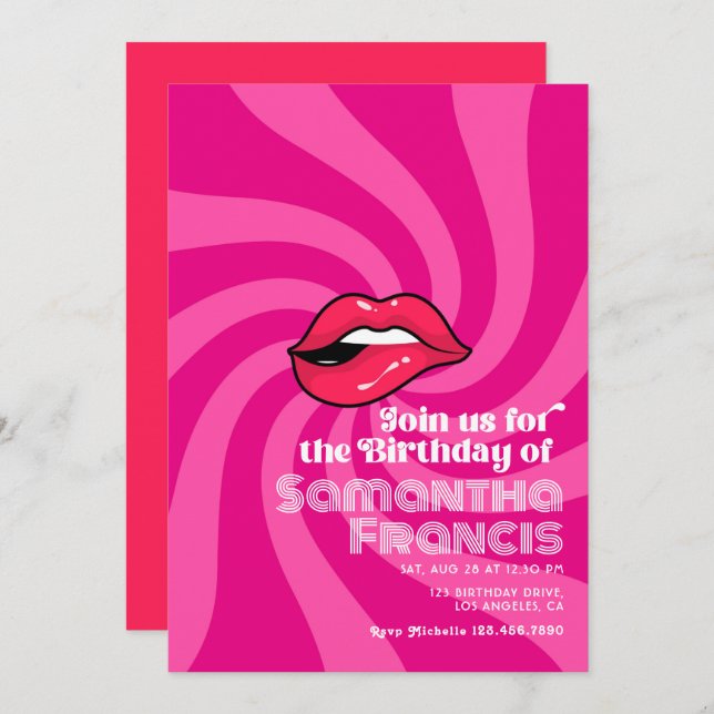 Vibrant Retro Birthday Celebration Theme Invitation (Front/Back)