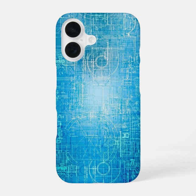 Vibrant Retro Blueprint iPhone Case (Back)