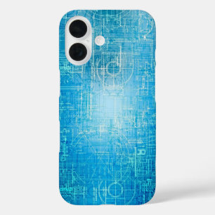 Vibrant Retro Blueprint iPhone Case