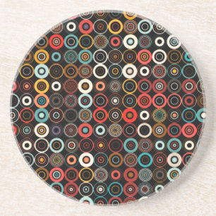 Vibrant Retro Circle Coaster – Boho Chic Design