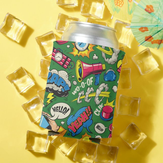 Vibrant Retro Comic Burst Can Cooler (In Situ Summer)