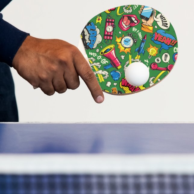 Vibrant Retro Comic Burst Ping Pong Paddle (Insitu)