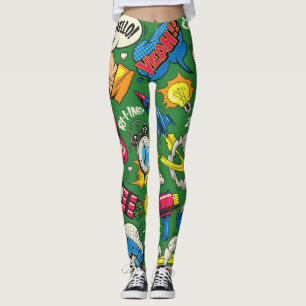 Vibrant Retro Comic Leggings Pop Art Colour Splash