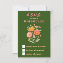 Vibrant Retro Floral RSVP Card