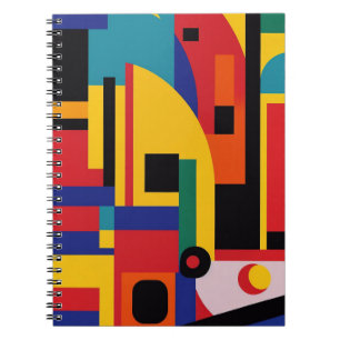 Vibrant Retro Geometric Abstract Art Notebook
