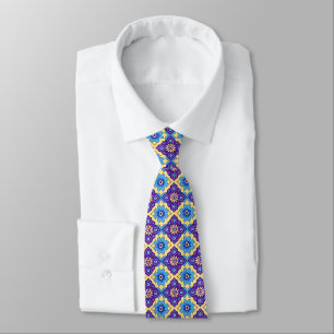 Vibrant Retro Geometric Floral Pattern Tie