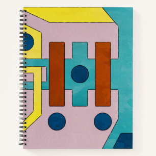 Vibrant Retro Industrial Geometric Abstract Notebook