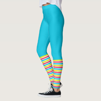 Vibrant Retro Neon Aerobics Leggings 1980s Inspo