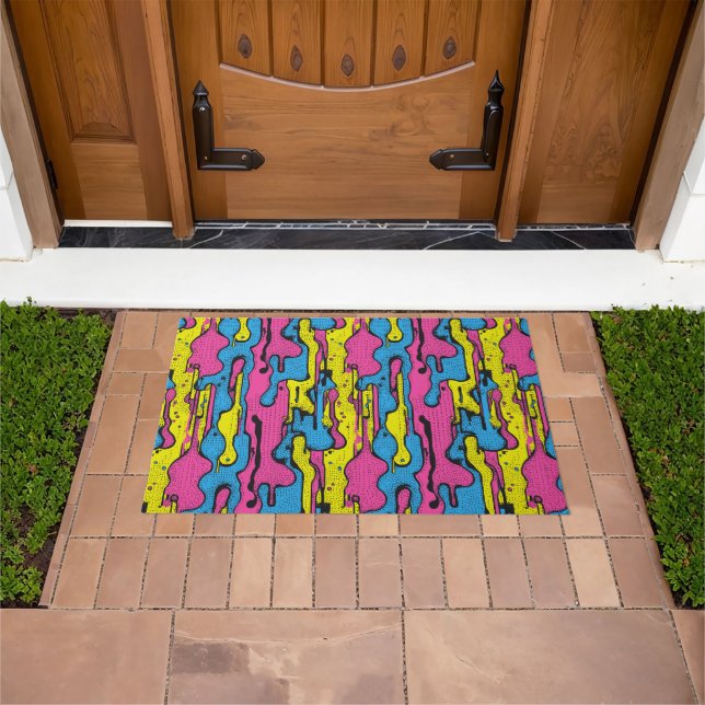 "Vibrant Retro Pop Art Drip Pattern  Doormat (Outdoor)