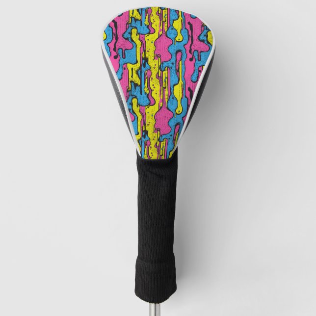 "Vibrant Retro Pop Art Drip Pattern  Golf Head Cover (Front)