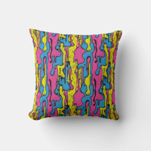 "Vibrant Retro Pop Art Drip Pattern Throw Pillow