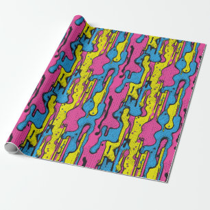 "Vibrant Retro Pop Art Drip Pattern  Wrapping Paper