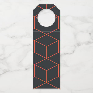Vibrant, retro, simple, cool, trendy cube pattern bottle tag