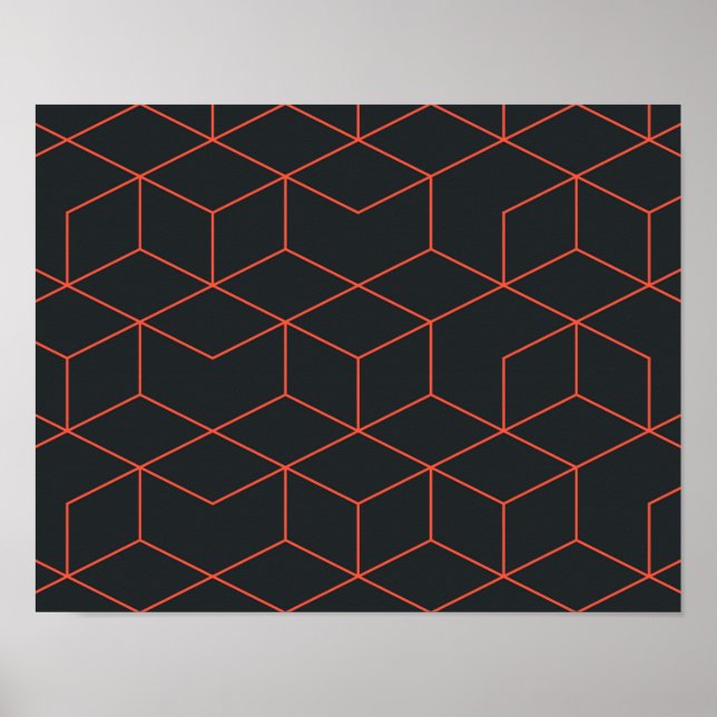 Vibrant, retro, simple, cool, trendy cube pattern poster (Front)