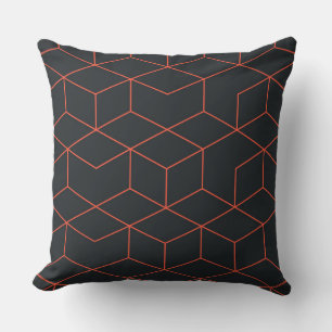 Vibrant, retro, simple, cool, trendy cube pattern throw pillow