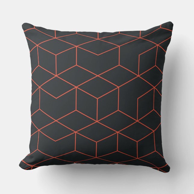 Vibrant, retro, simple, cool, trendy cube pattern throw pillow (Front)