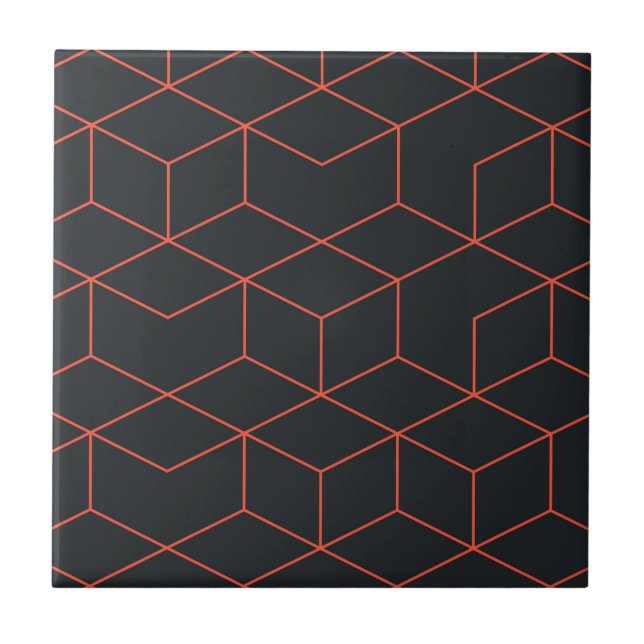 Vibrant, retro, simple, cool, trendy cube pattern tile (Front)