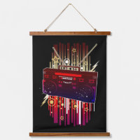 Vibrant Retro Speaker Art with Neon Music Festival