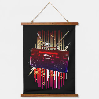 Vibrant Retro Speaker Art with Neon Music Festival Hanging Tapestry