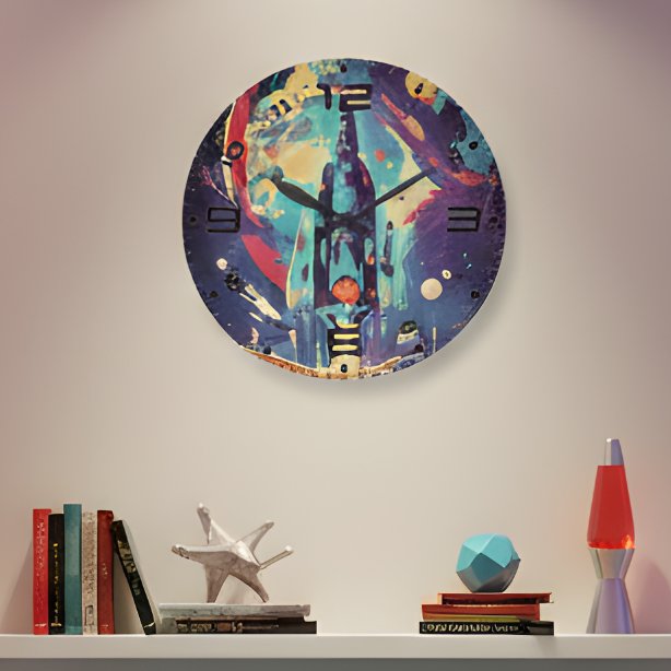 Vibrant Retro Starship Wall Clock (Creator Uploaded)