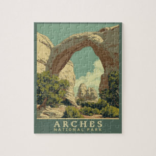 Vibrant Retro-Style Arches National Park Jigsaw Puzzle