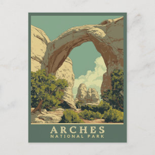 Vibrant Retro-Style Arches National Park  Postcard
