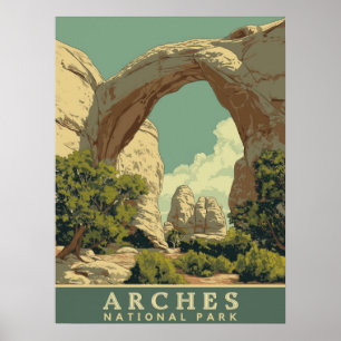 Vibrant Retro-Style Arches National Park Poster