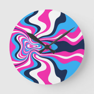 Vibrant Retro Wave Art Print - Design Round Clock