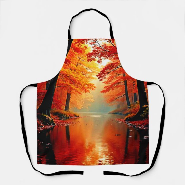 Vibrant River of Autumn Gold Design Apron (Front)