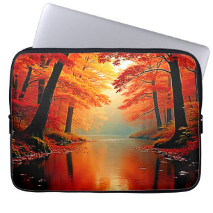 Vibrant River of Autumn Gold Design Laptop Sleeve