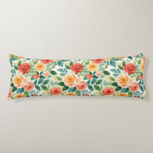 Vibrant Rose Bouquet Pattern for Floral Decor Body Pillow