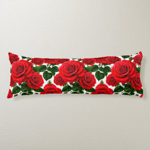 Vibrant Rose Pattern With Red And Pink Roses Body Pillow