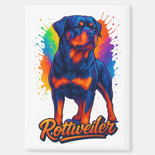 Vibrant Rottweiler Pop Art – Bold Neon Dog Magnet