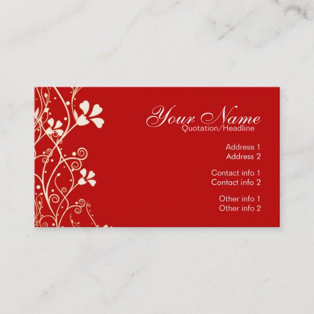 Vibrant rouge Florali Carte de visite (Devant)