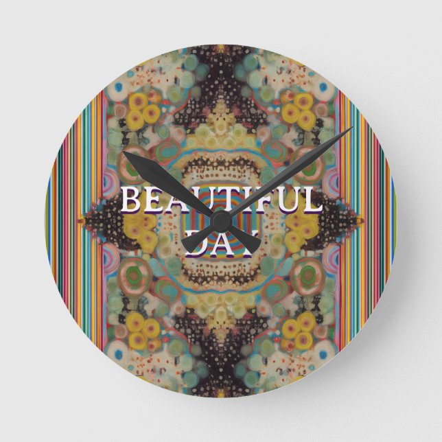 Vibrant Round Throw Art Pillow Clock (Front)