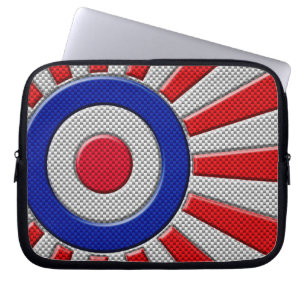 Vibrant Roundel Sunburst Design Carbon Fibre Style Laptop Sleeve