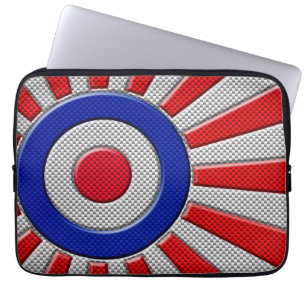 Vibrant Roundel Sunburst Design Carbon Fibre Style Laptop Sleeve