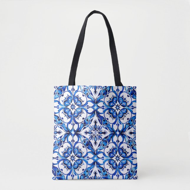 Vibrant Royal Blue tile Design Tote bag (Front)
