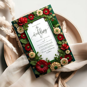 Vibrant Royal Green Bouquet Wedding Invitation