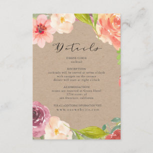 Vibrant Rustic floral mariage détails Carte