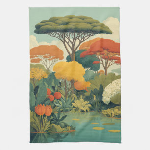 Vibrant Safari Jungle Scene Kitchen Towel