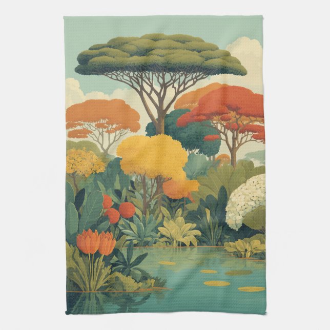 Vibrant Safari Jungle Scene Kitchen Towel (Vertical)