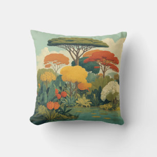 Vibrant Safari Jungle Scene Throw Pillow