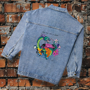 Vibrant sarcelle Dragon Koi Oriental Fleur de Lotu